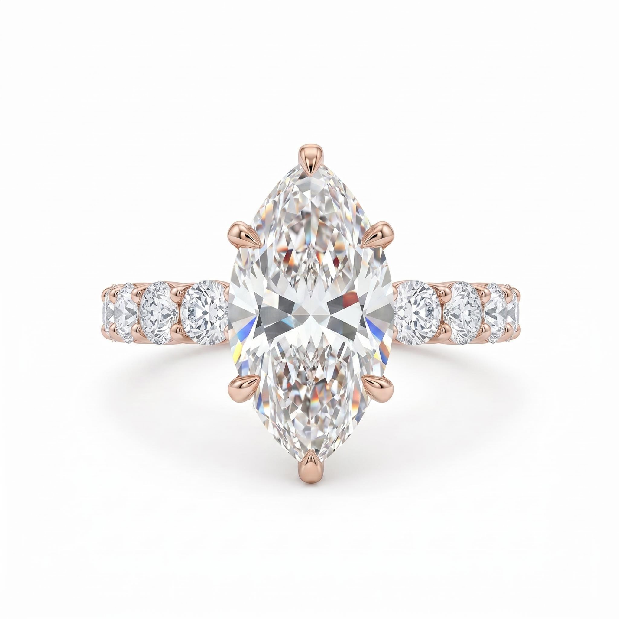 6.19ct. tw. Marquise Cut VVS Moissanite Pave Engagement Ring