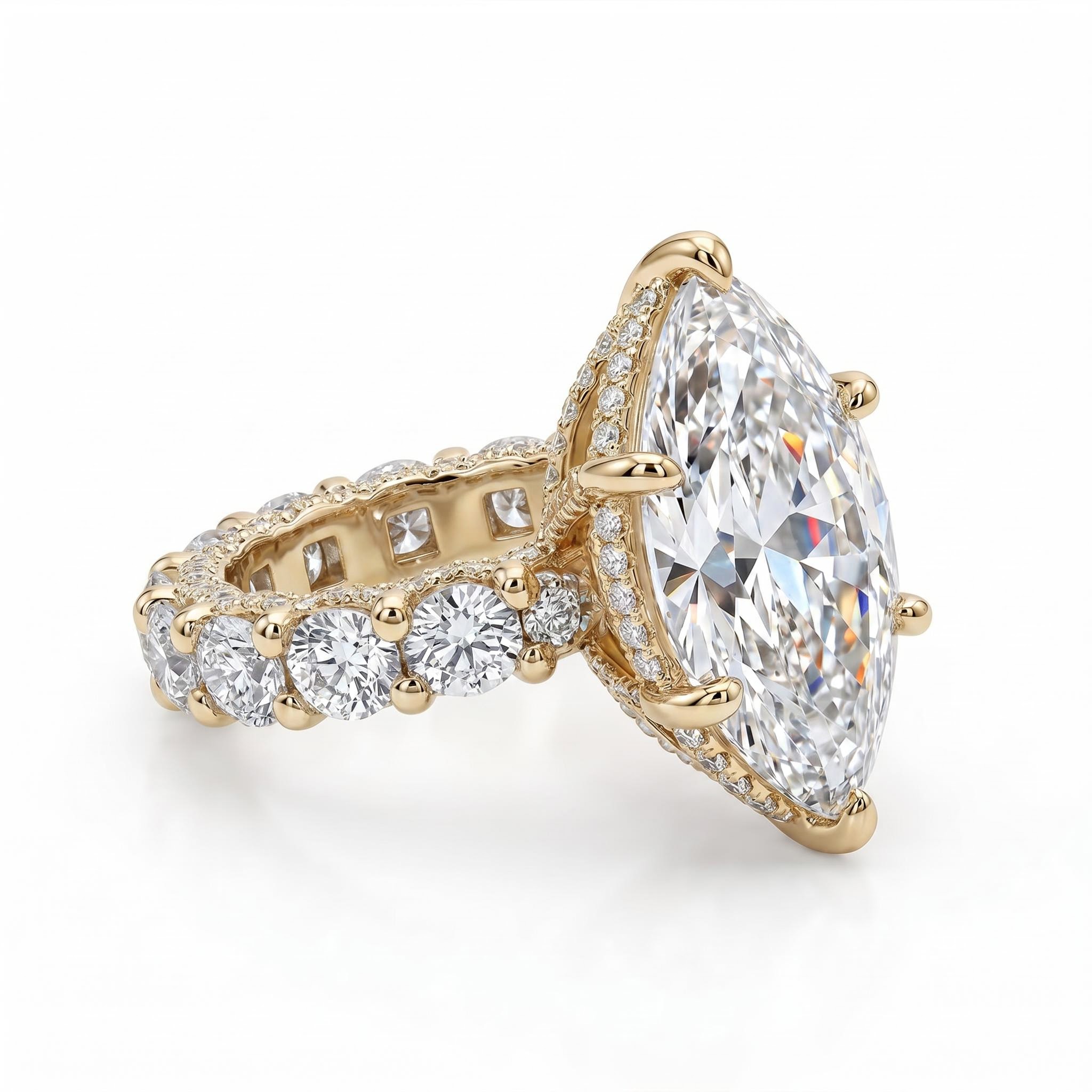 6.19ct. tw. Marquise Cut VVS Moissanite Pave Engagement Ring