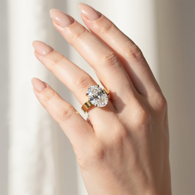 3.41CT Oval Cut VVS Moissanite Pave Engagement Ring