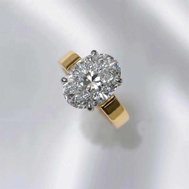 3.41CT Oval Cut VVS Moissanite Pave Engagement Ring