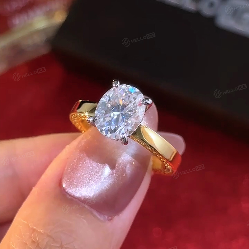 3.41CT Oval Cut VVS Moissanite Pave Engagement Ring