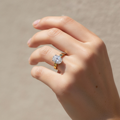 3.41CT Oval Cut VVS Moissanite Pave Engagement Ring