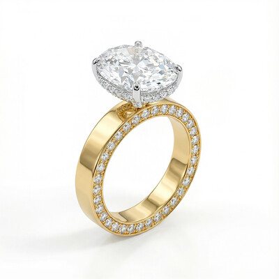 4.07ct. tw. Oval Cut VVS Moissanite Pave Engagement Ring