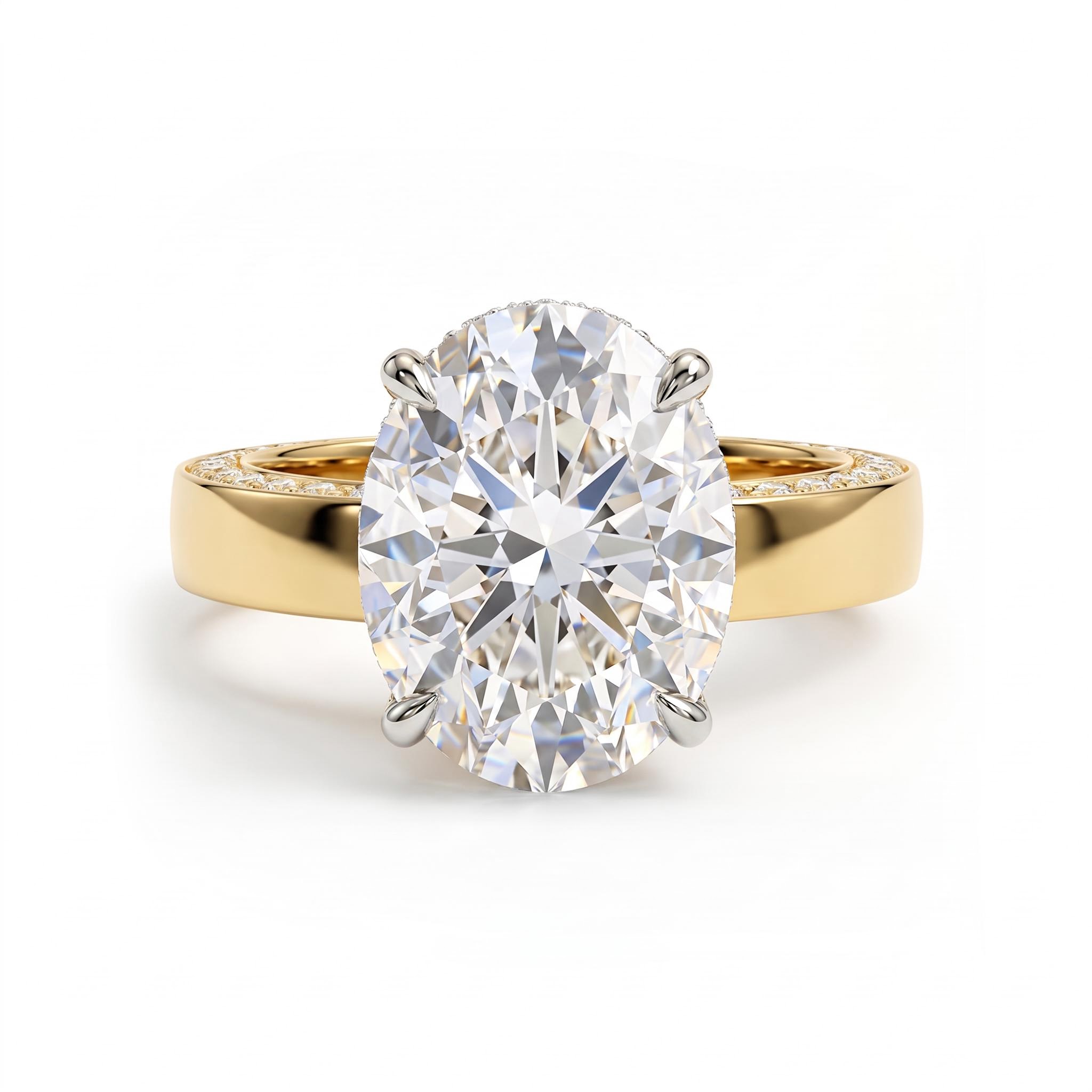 4.07ct. tw. Oval Cut VVS Moissanite Pave Engagement Ring 4.07ct. tw. Oval Cut VVS Moissanite Pave Engagement Ring