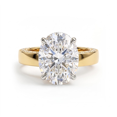 4.07ct. tw. Oval Cut VVS Moissanite Pave Engagement Ring