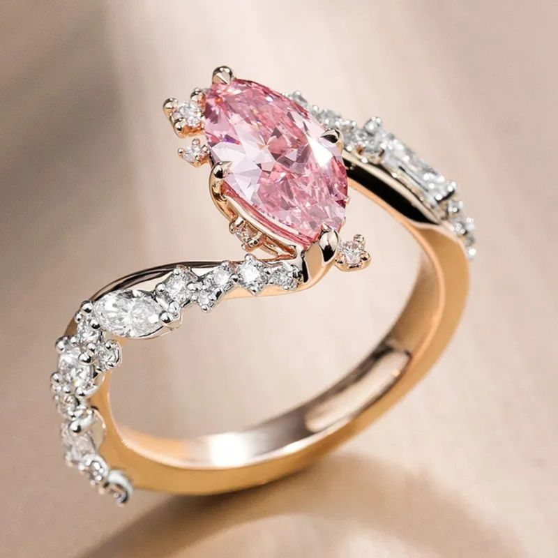 5.95CT Pink Marquise Cut Twisted Gemstone Engagement Ring