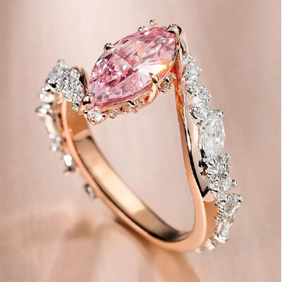 5.95CT Pink Marquise Cut Twisted Gemstone Engagement Ring