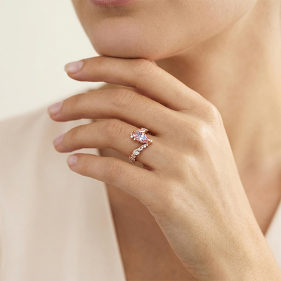 5.95CT Pink Marquise Cut Twisted Gemstone Engagement Ring