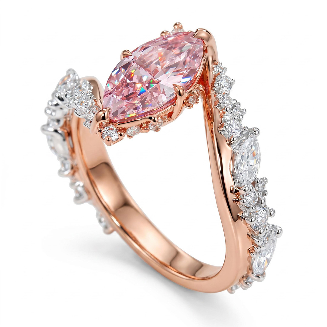 5.95CT Pink Marquise Cut Twisted Gemstone Engagement Ring 5.95CT Pink Marquise Cut Twisted Gemstone Engagement Ring