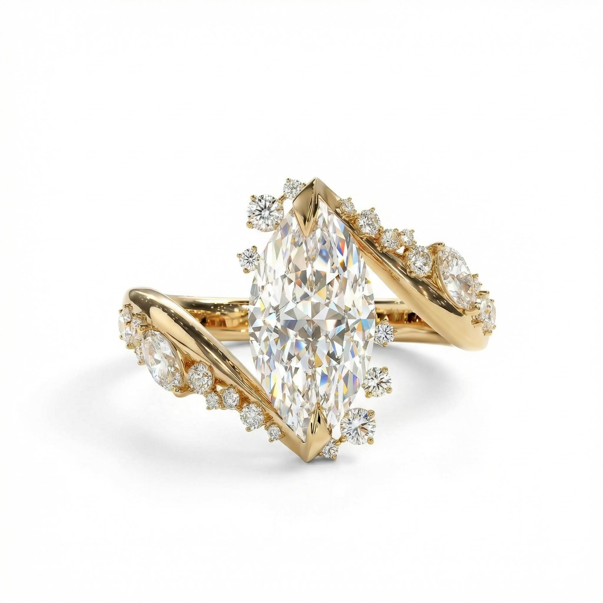 5.95CT Marquise Cut VVS Moissanite Pave Engagement Ring