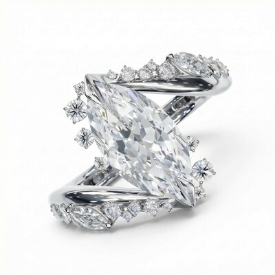 5.74 ct.tw. Marquise Cut Halo Pave Luxury Engagement Ring