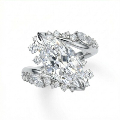 3.4ct. tw. Marquise Cut VVS Moissanite Pave Engagement Ring