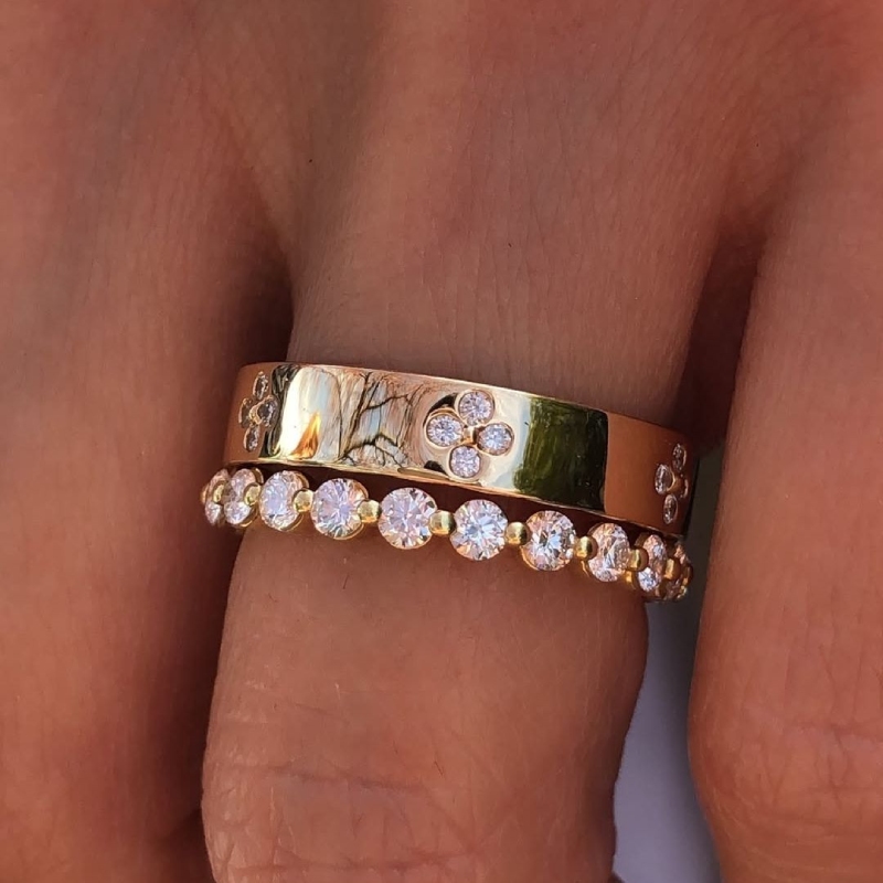 6.72CT Oval Cut VVS Moissanite Pave Engagement Ring Set- 3Pcs