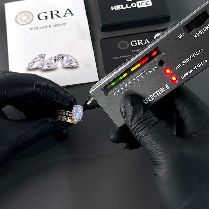 6.72CT Oval Cut VVS Moissanite Pave Engagement Ring Set- 3Pcs