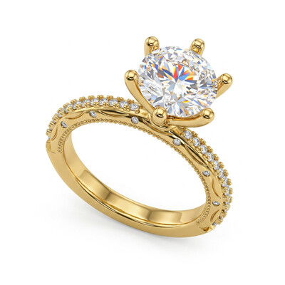 1.48CT 6-Claw Brilliant Round Cut VVS Moissanite Vintage-Inspired Engagement Ring