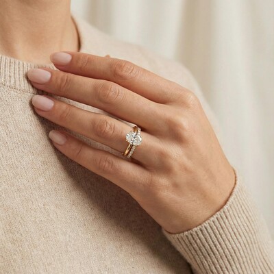 5.7CT Oval Cut VVS Moissanite Pave Engagement Ring Set