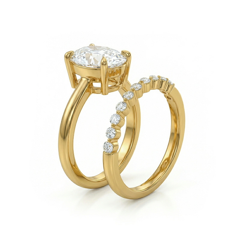 5.7CT Oval Cut VVS Moissanite Pave Engagement Ring Set 5.7CT Oval Cut VVS Moissanite Pave Engagement Ring Set