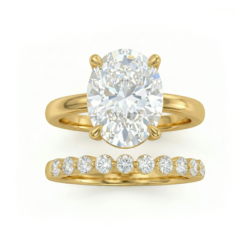 5.7CT Oval Cut VVS Moissanite Pave Engagement Ring Set 5.7CT Oval Cut VVS Moissanite Pave Engagement Ring Set