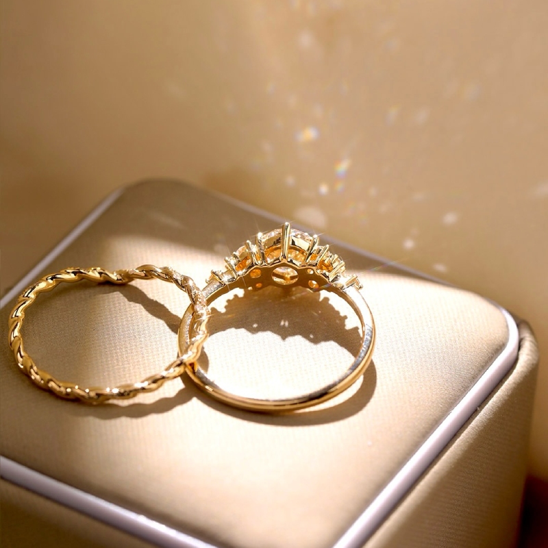 1.63CT Round Cut VVS Moissanite Twisted Engagement Ring Set 1.63CT Round Cut VVS Moissanite Twisted Engagement Ring Set