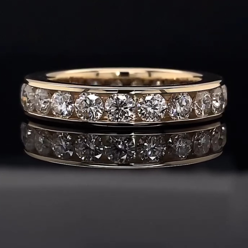 Paved Round Cut VVS Moissanite Wedding Band