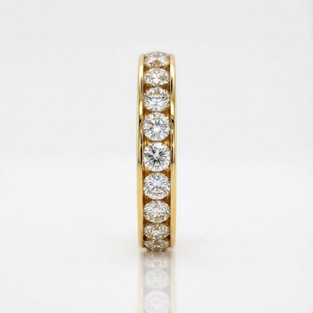 Paved Round Cut VVS Moissanite Wedding Band