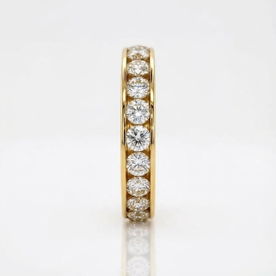 Paved Round Cut VVS Moissanite Wedding Band