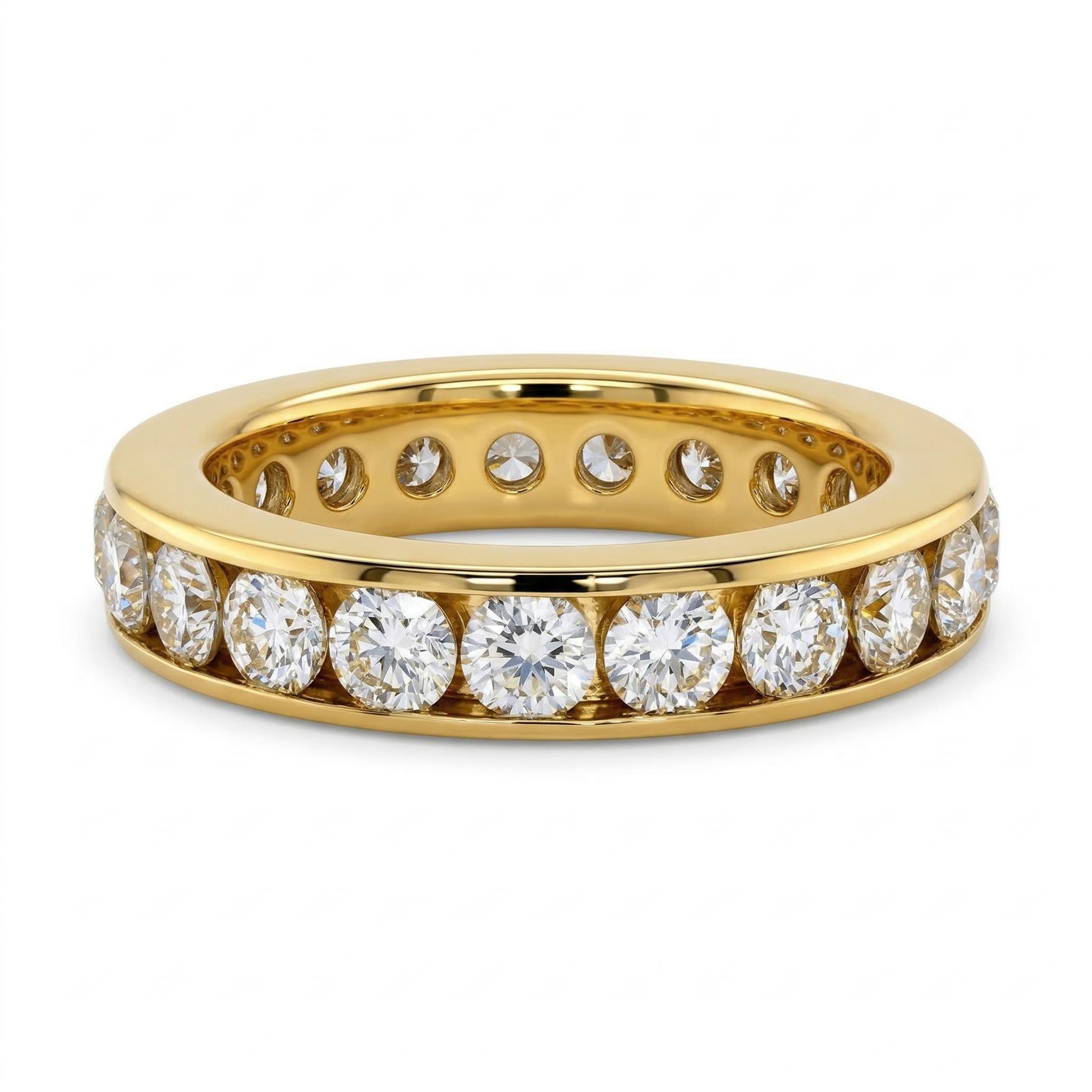 Paved Round Cut VVS Moissanite Wedding Band