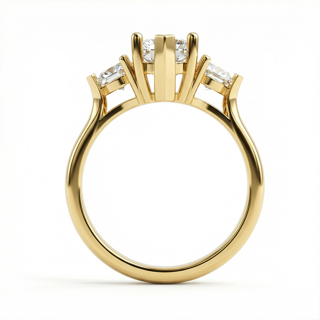 4.46CT Marquise Cut with Heart Side Stones VVS Moissanite Engagement Ring