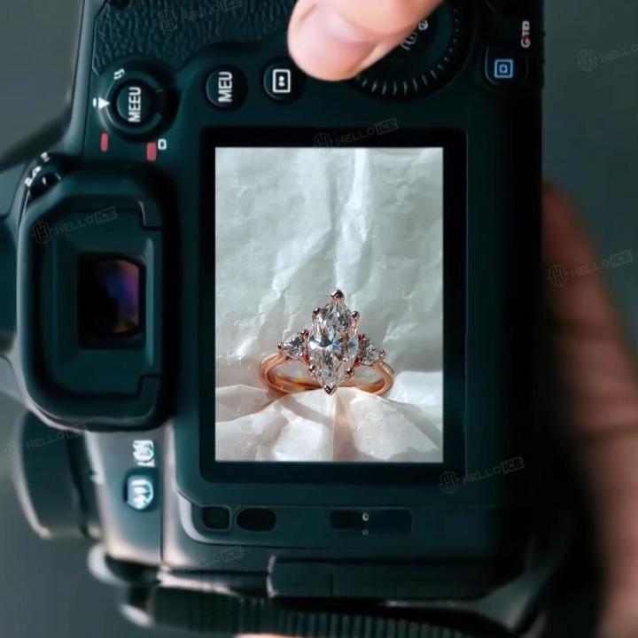 3.6ct. tw. Marquise Cut with Heart Side Stones VVS Moissanite Engagement Ring