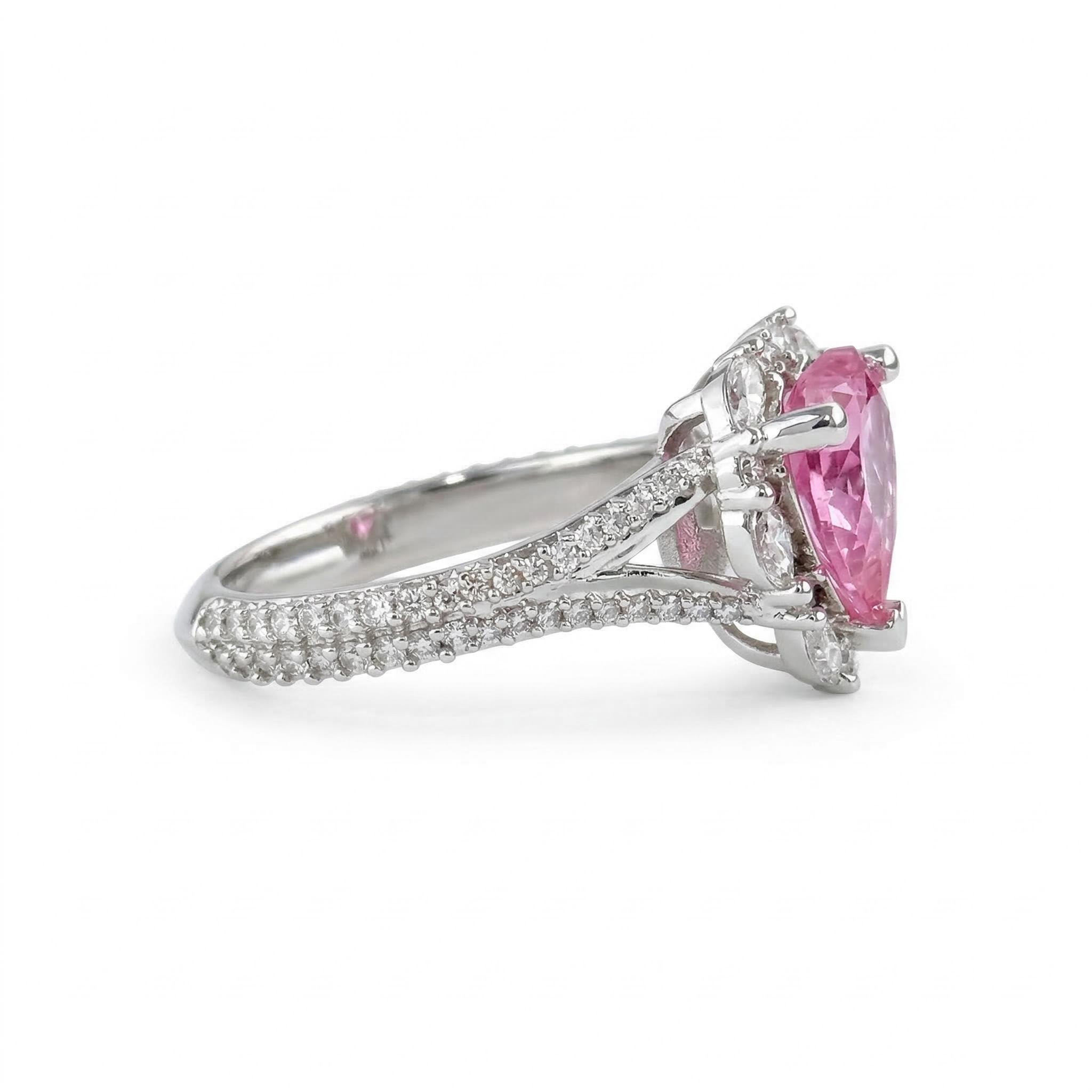 5ct. tw. Pink Heart Cut Diamond Halo Engagement Ring