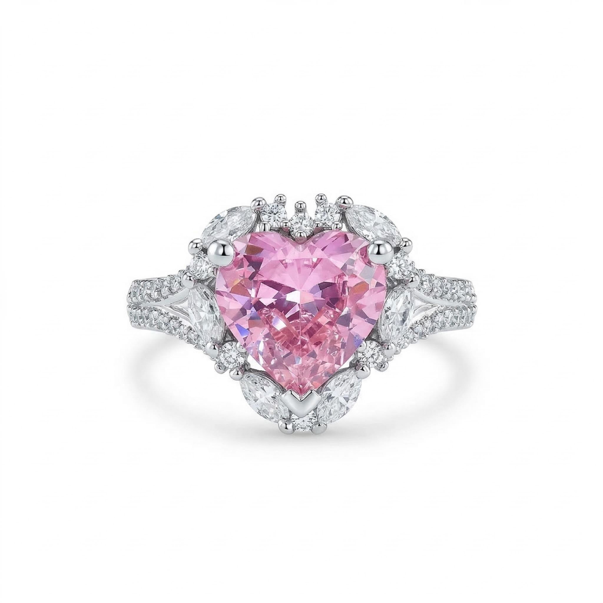 5ct. tw. Pink Heart Cut Diamond Halo Engagement Ring