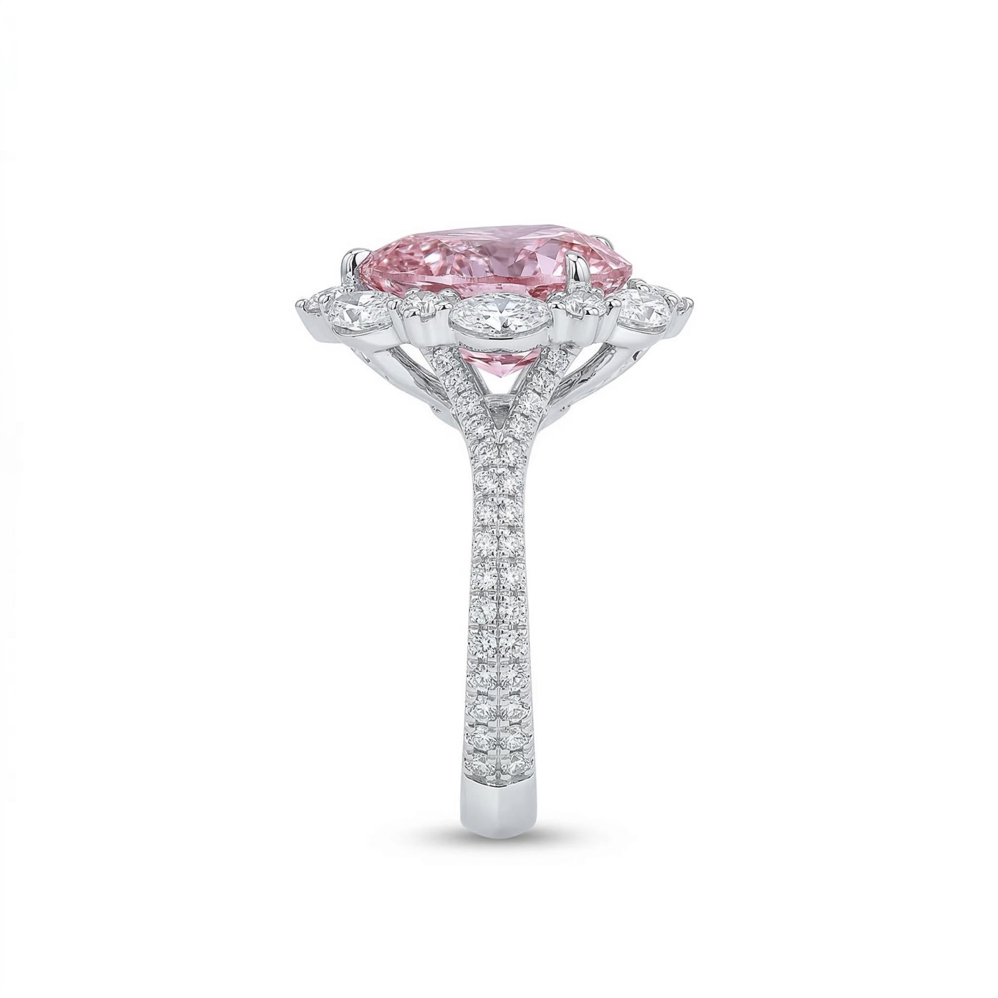 5ct. tw. Pink Heart Cut Diamond Halo Engagement Ring