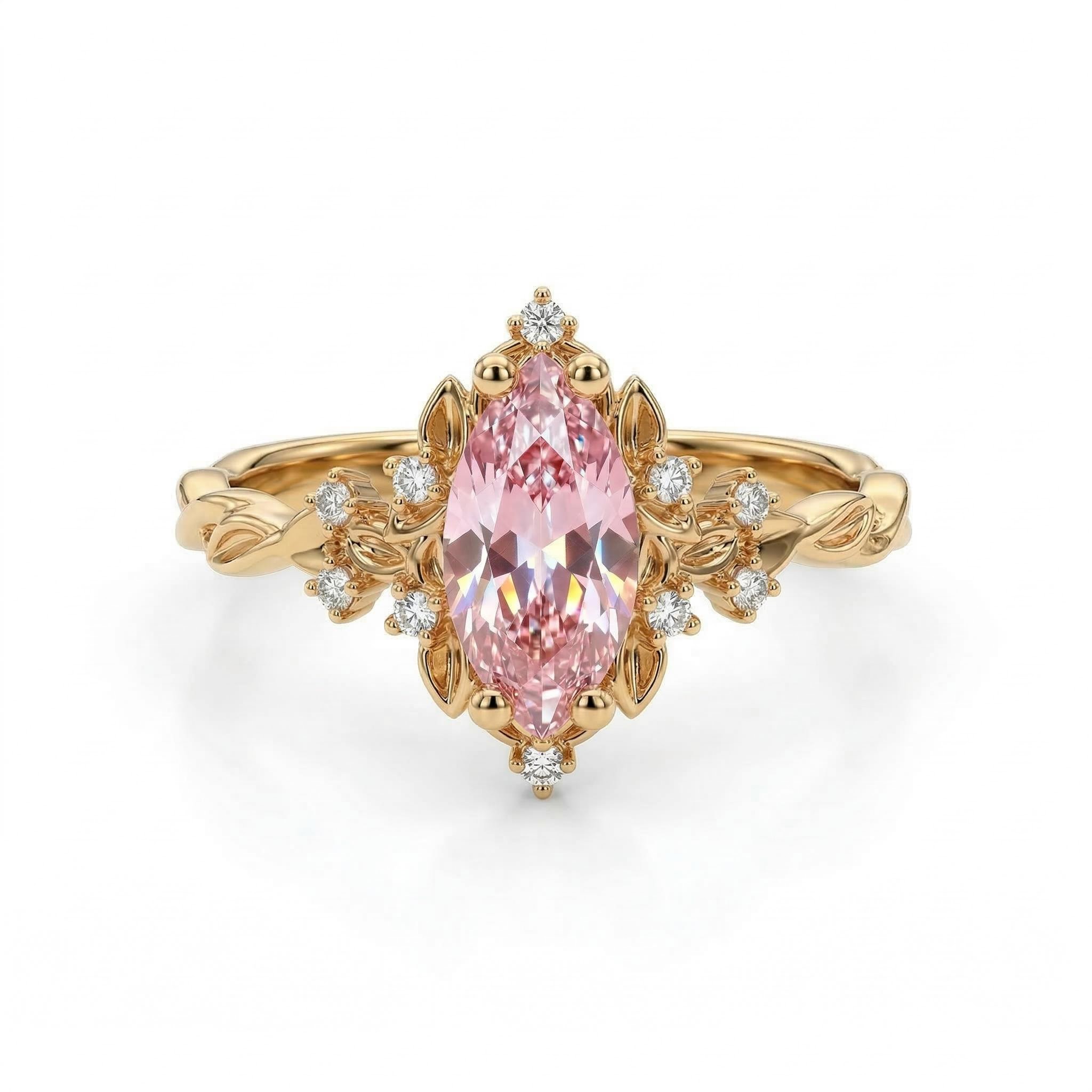 2.15CT Marquise Cut Diamond Vintage Engagement Ring