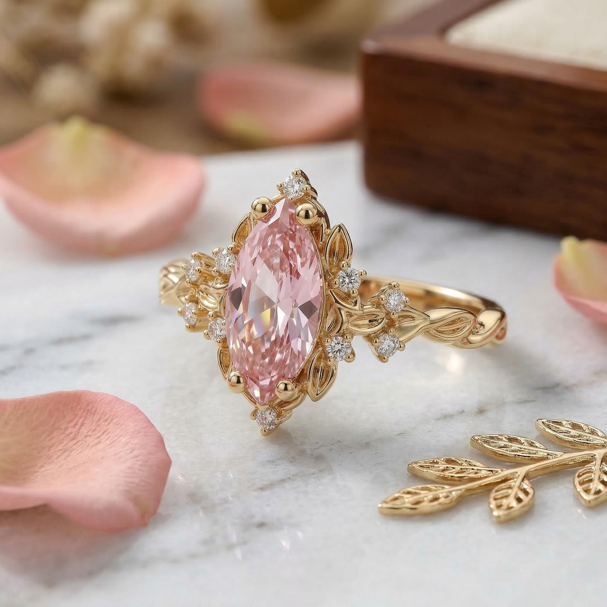 2.15CT Marquise Cut Diamond Vintage Engagement Ring