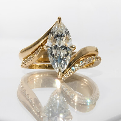 4.3CT Marquise Cut VVS Moissanite Twisted Engagement Ring Set