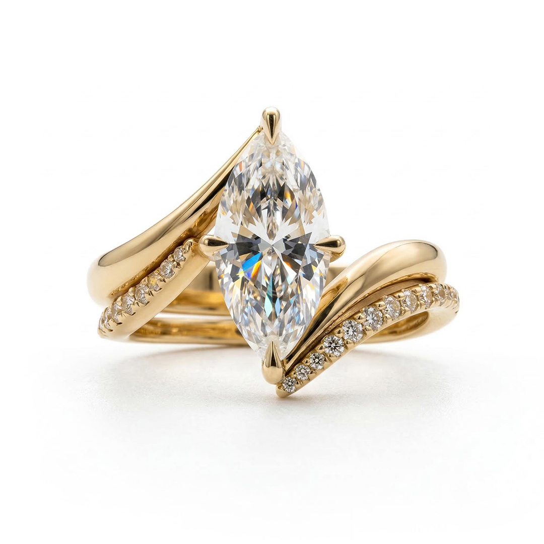 4.3CT Marquise Cut VVS Moissanite Twisted Engagement Ring Set 4.3CT Marquise Cut VVS Moissanite Twisted Engagement Ring Set