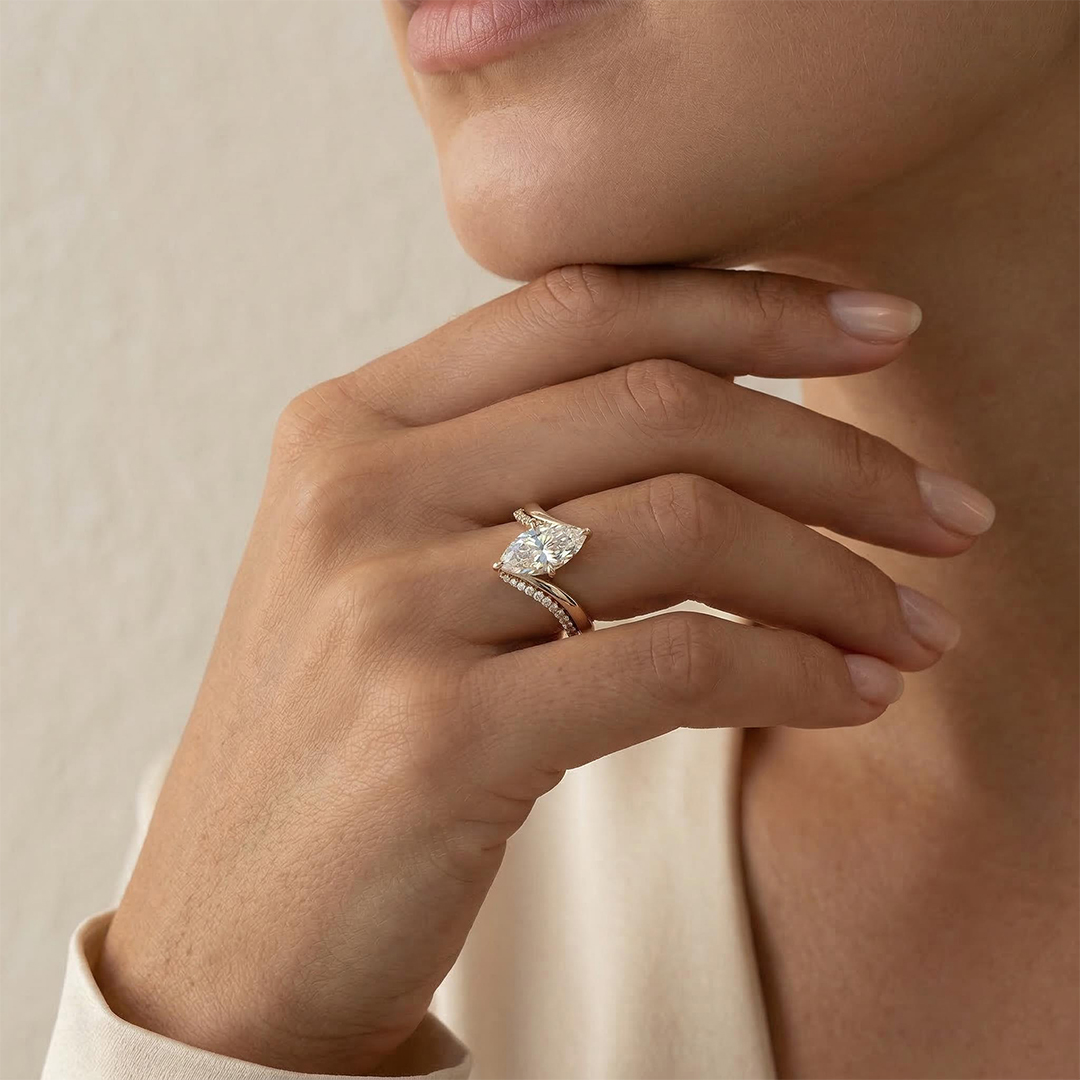 4.3CT Marquise Cut VVS Moissanite Twisted Engagement Ring Set 4.3CT Marquise Cut VVS Moissanite Twisted Engagement Ring Set