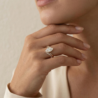 4.3CT Marquise Cut VVS Moissanite Twisted Engagement Ring Set