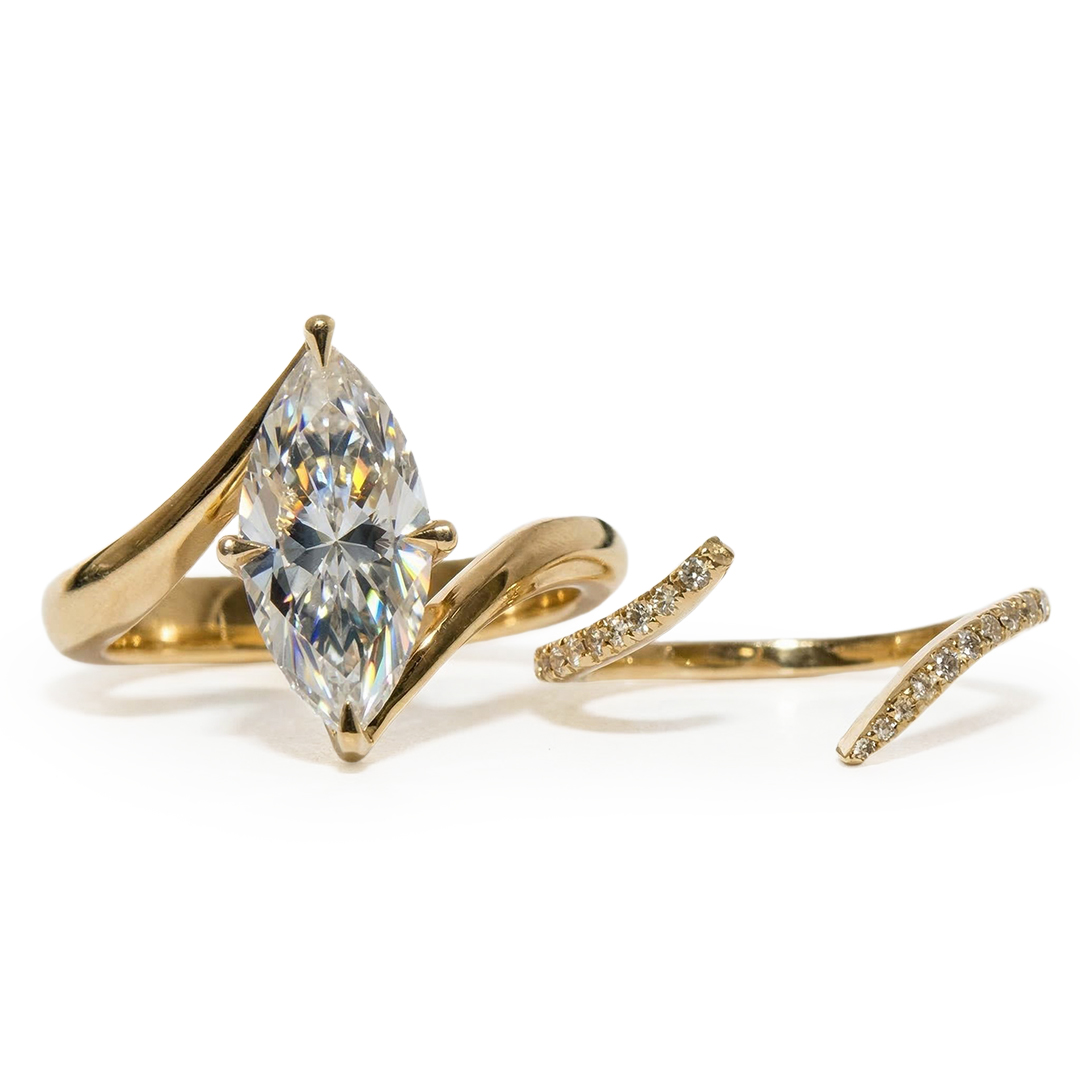 4.3CT Marquise Cut VVS Moissanite Twisted Engagement Ring Set 4.3CT Marquise Cut VVS Moissanite Twisted Engagement Ring Set