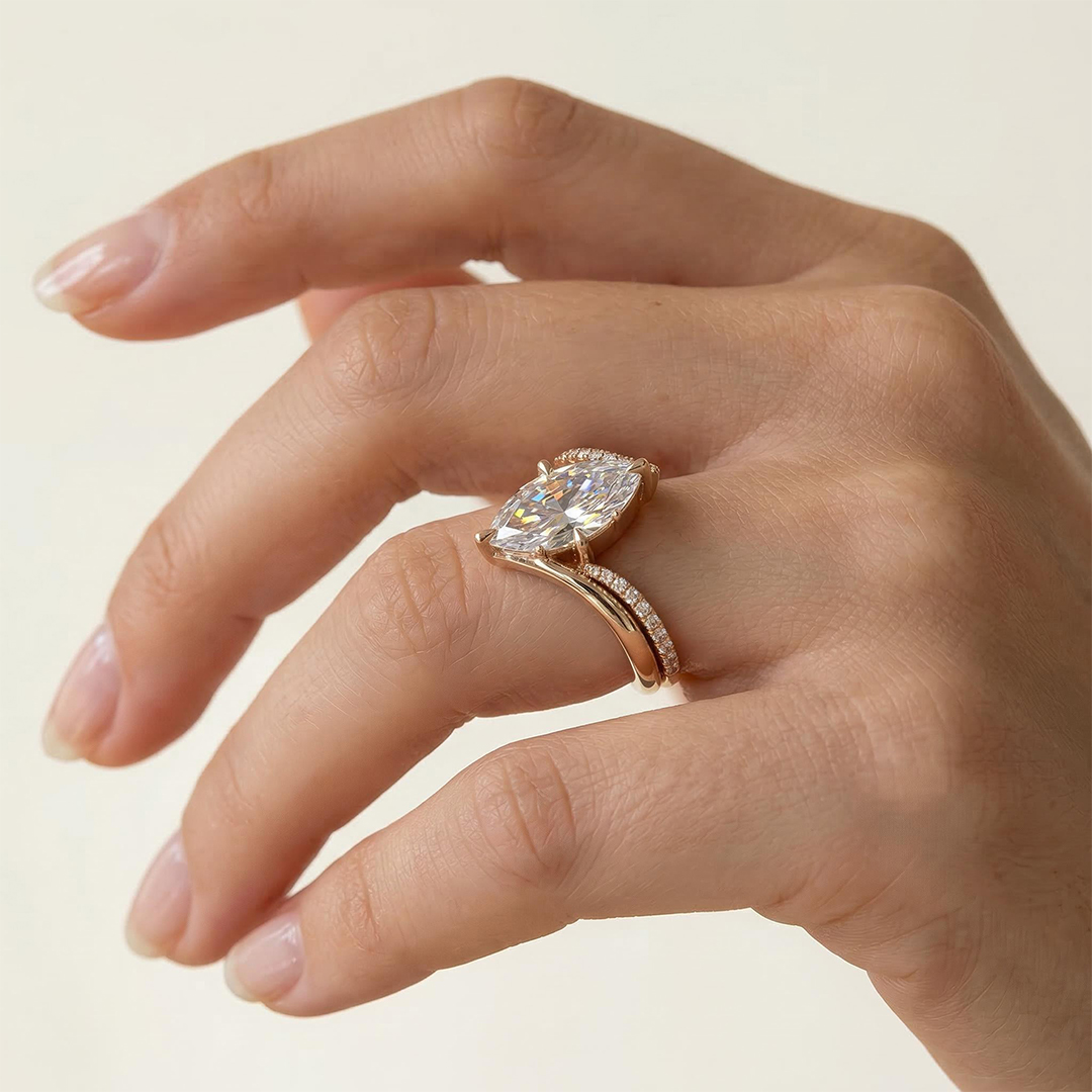 4.3CT Marquise Cut VVS Moissanite Twisted Engagement Ring Set 4.3CT Marquise Cut VVS Moissanite Twisted Engagement Ring Set