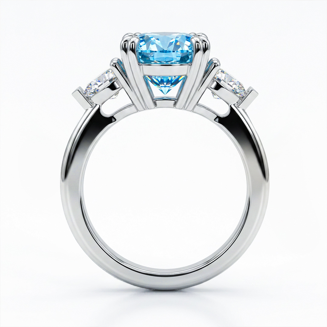 6CT Blue Oval Cut Three Stone Diamond Engagement Ring 6CT Blue Oval Cut Three Stone Diamond Engagement Ring