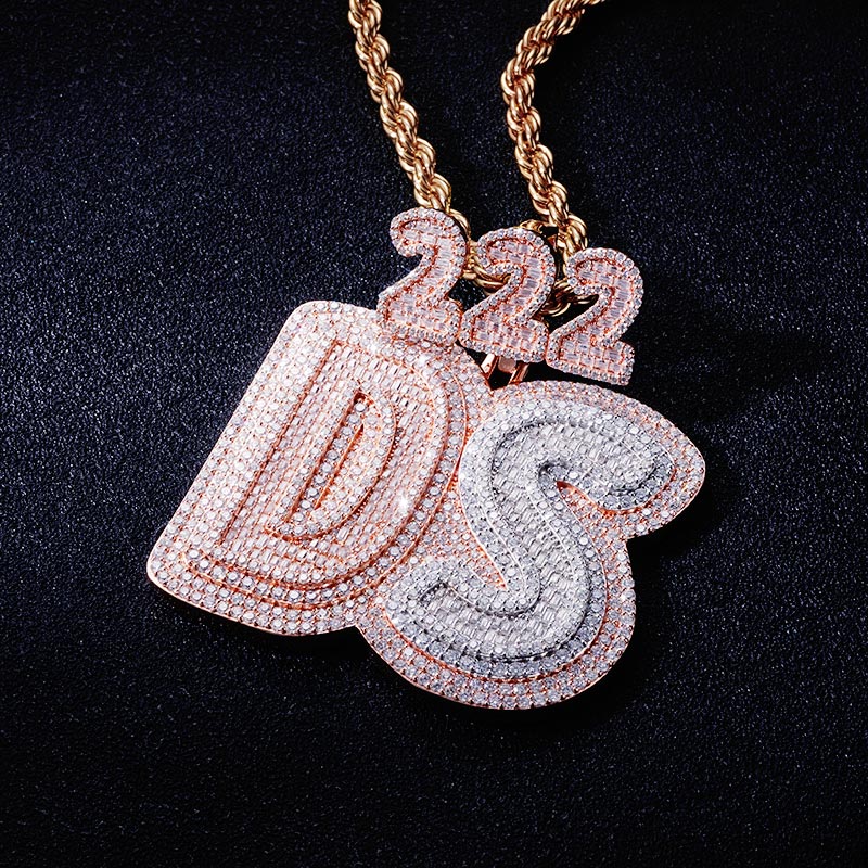 Custom S925 & VVS1 Buggette Moissanite Two-tone Letter Pendant Deposit
