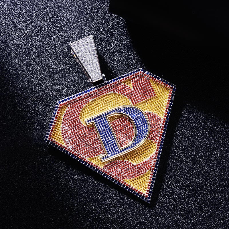 Custom S925 Iced Unique Corlorful Letter Pendant Deposit