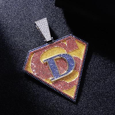 Custom S925 Iced Unique Corlorful Letter Pendant Deposit