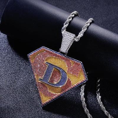 Custom S925 Iced Unique Corlorful Letter Pendant Deposit