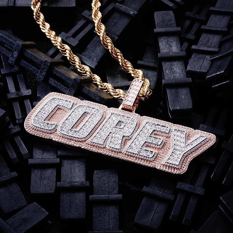 Custom S925 & VVS1 Buggette Moissanite Two-tone Letter Pendant Deposit