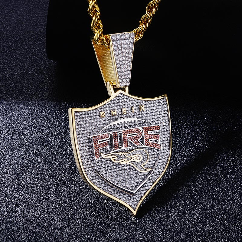 Custom S925 Iced Unique Shield & Letters Pendant Deposit