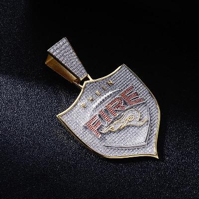 Custom S925 Iced Unique Shield & Letters Pendant Deposit
