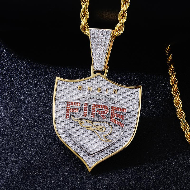 Custom S925 Iced Unique Shield & Letters Pendant Deposit