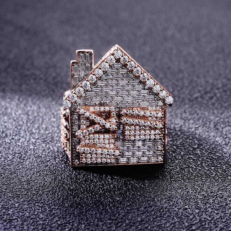 Custom S925 & VVS1 Baguette Moissanite Two-Tone Trap House Ring Deposit